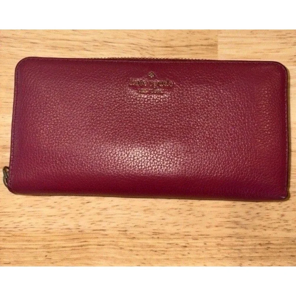 Kate Spade Lena Large Continental Wallet Pebble Leather Cherrywood